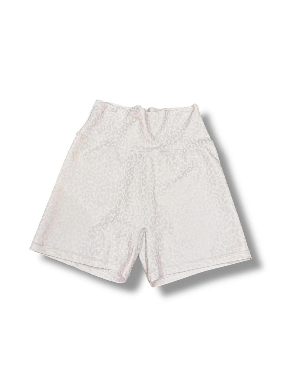 White Leopard Print Buffbunny Collection Biker Shorts